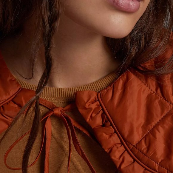 NWT Anthropologie Quilted Collar Color: BRONZE - Picture 2 of 3